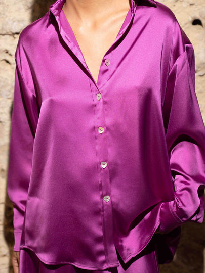 Blusa satén morado